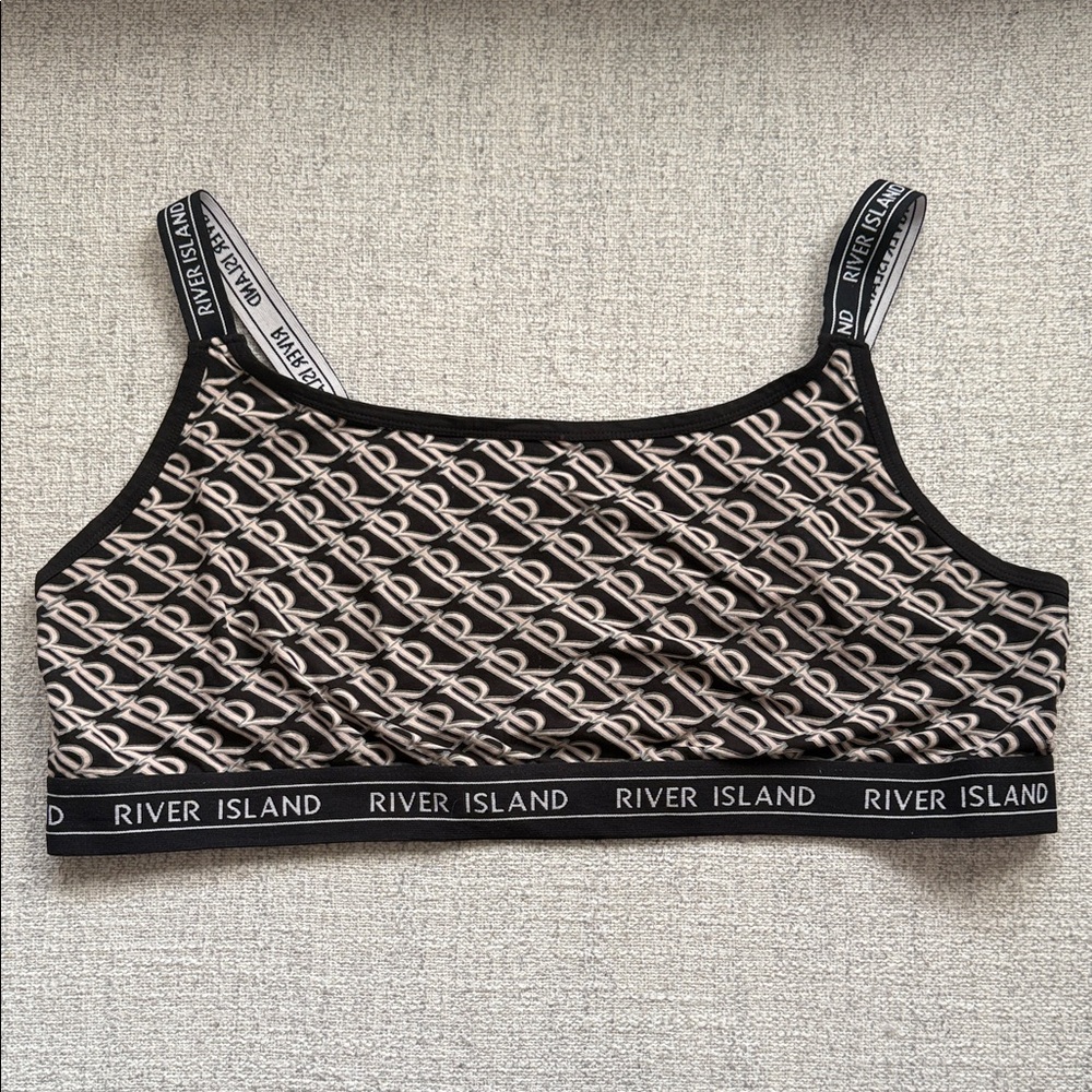 River Island Monogram Black and Beige Bralette